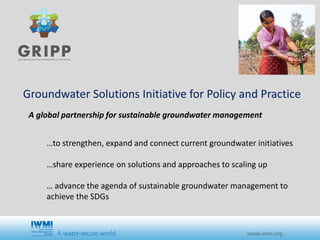 Conjunctive Management of Water Resources – Underground Taming of Floods for Irrigation (UTFI) 
