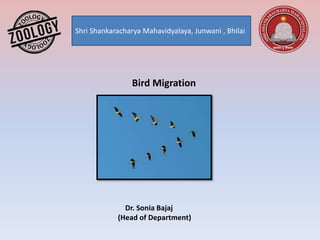 Shri Shankaracharya Mahavidyalaya, Junwani , Bhilai
Bird Migration
Dr. Sonia Bajaj
(Head of Department)
 