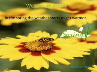 Weather Watching

In the spring the weather starts to get warmer.




                                     Morgan and Maribel
 