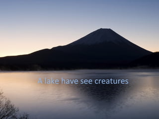 A lake have see creatures
 