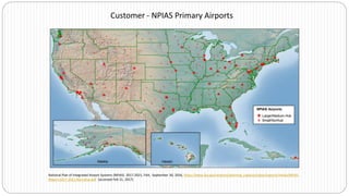 Customer - NPIAS Primary Airports
National Plan of Integrated Airport Systems (NPIAS) 2017-2021, FAA, September 30, 2016, https://www.faa.gov/airports/planning_capacity/npias/reports/media/NPIAS-
Report-2017-2021-Narrative.pdf (accessed Feb 21, 2017)
 