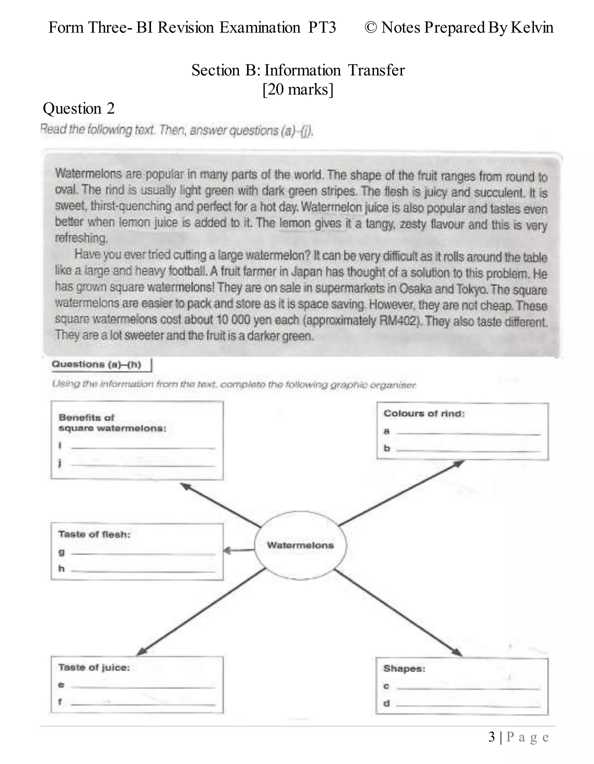 Bi revision examination PT3 By Kelvin | DOCX