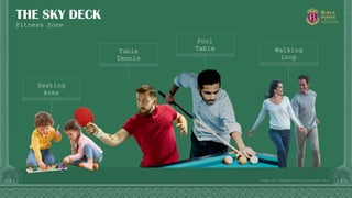 Copyright © 2025 Birla Estates 43
Seating
Area
Table
Tennis
Pool
Table Walking
Loop
Fitness Zone
THE SKY DECK
Image for representational purpose only
 