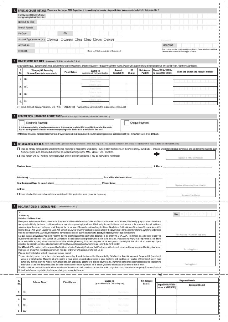 Birla sun life tax plan application form