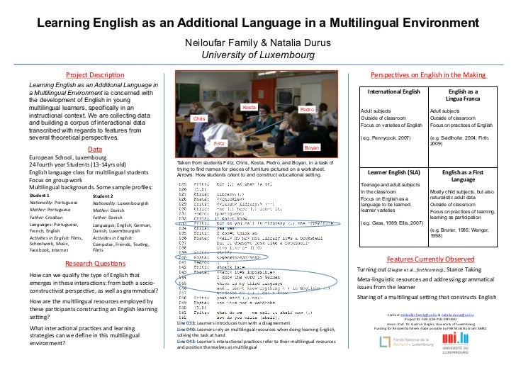 Poster: Learning English as an Additional Language in a Multilingual ...