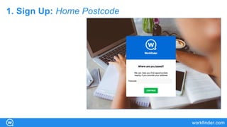 workfinder.com
1. Sign Up: Home Postcode
 