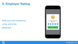 workfinder.com
8. Employer Rating
Rate your work experience
at the end of the
placement
 