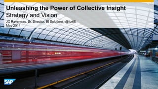 Unleashing the Power of Collective Insight Strategy and Vision 
JC Raveneau. Sr. Director, BI Solutions, @jcr68 
May 2014  