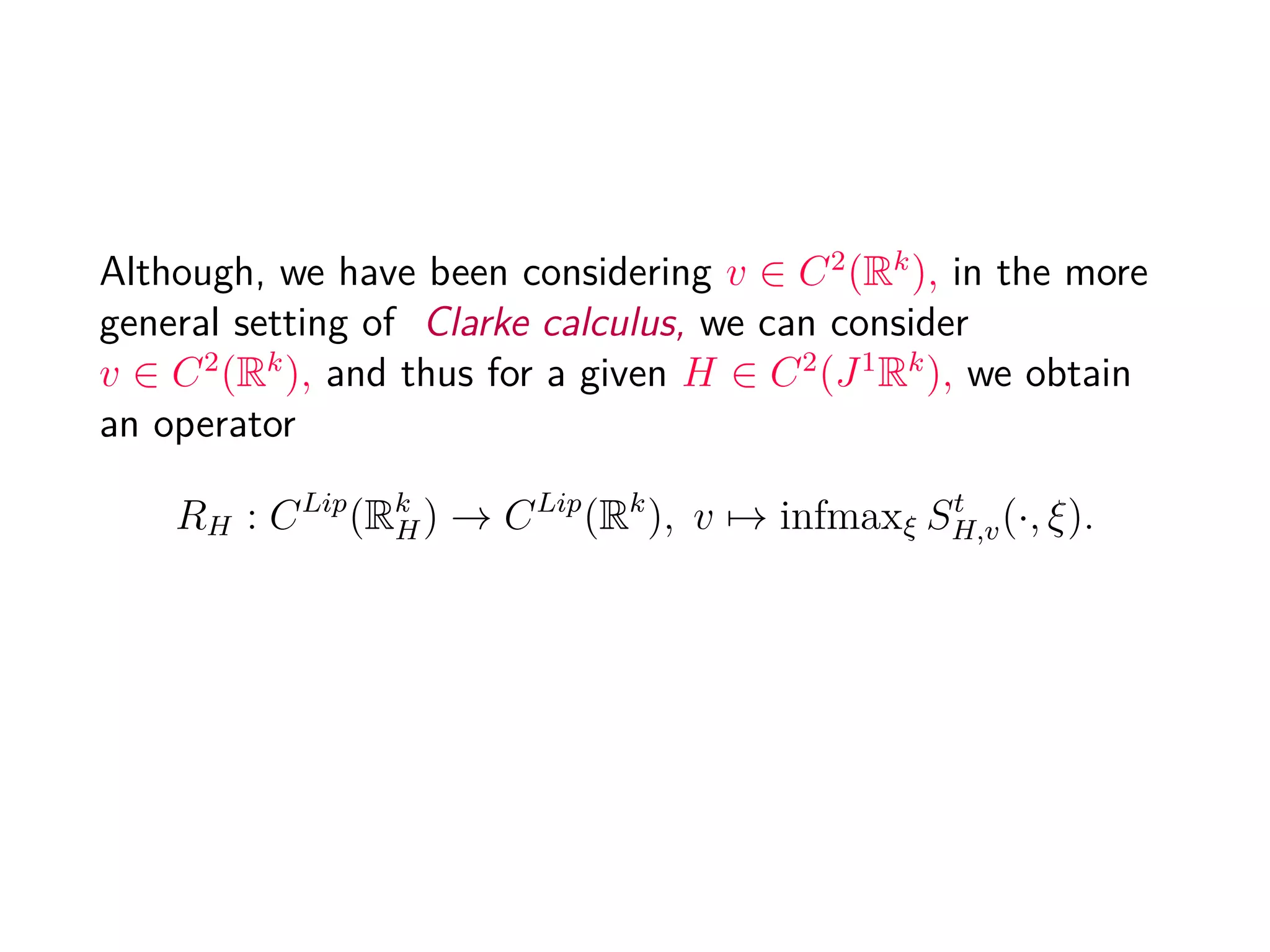 Characteristics method
Conversely, u0 ∈ C1
(M), T is small enough and
(X(t,x), Y(t,x), Z(t,x)) : [0, T] → J1
Rk
is the unique solution for characteristic characteristics
(Eq. Char.) with boundary conditions



X(t,x)(t) = x,
Y(t,x)(0) = ∂xu0 X(t,x)(0) ,
Z(t,x)(0) = u0 X(t,x)(0) ,
 