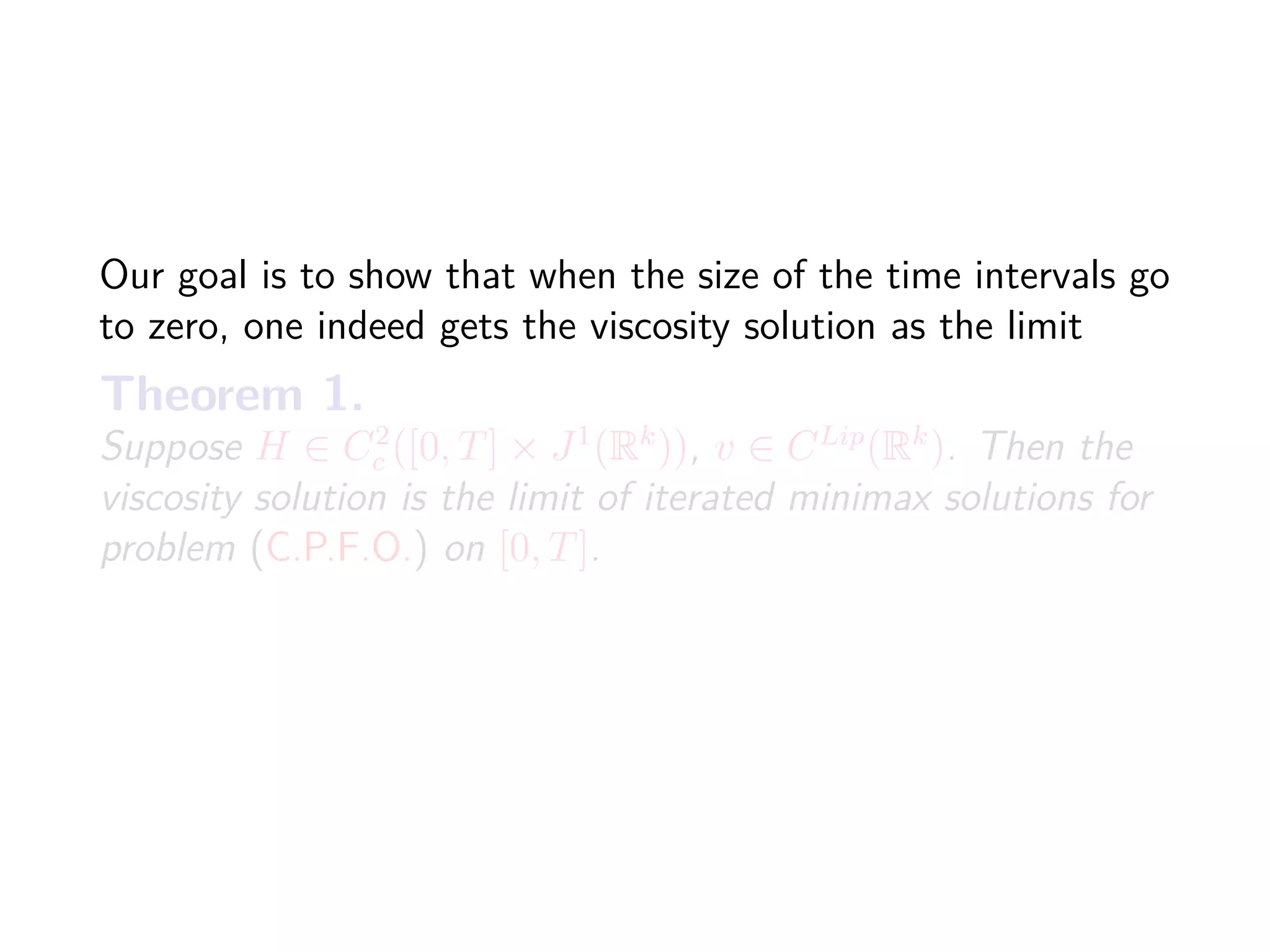So for ﬁxed t, small enough:
ϕt(J1
v) = (x(t, q0), y(t, q0), z(t, q0)) | q0 ∈ J1
v
= (ξ, ∂xu(t, ξ), u(t, ξ)) | ξ ∈ x(t, J1
v)
= J1
ut
But in general for t bigger, there is no f ∈ C1
(Rk
) s.t.
ϕt(J1
v) = J1
f.
 