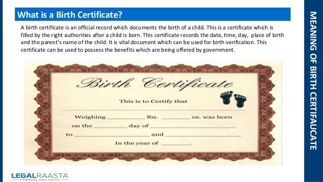 birth certificate format