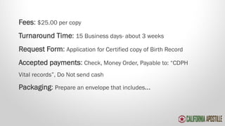 Your Guide to Get your Birth certificate apostilled in California PPT Your Guide to Get your Birth certificate apostilled in California PPT