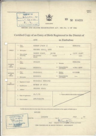 Birth certificate (twin 1)