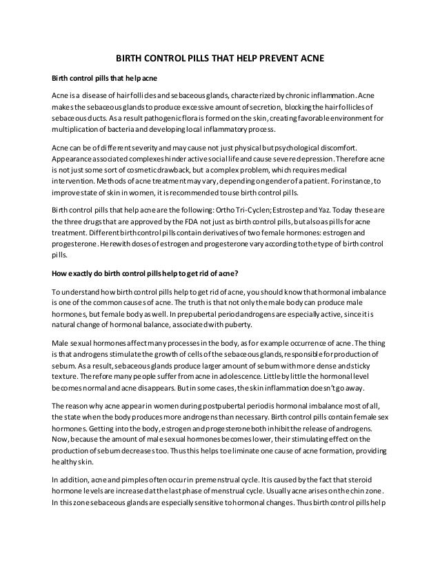 progesterone birth control acne