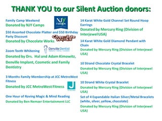 THANK YOU to our Silent Auction donors:THANK YOU to our Silent Auction donors:
 