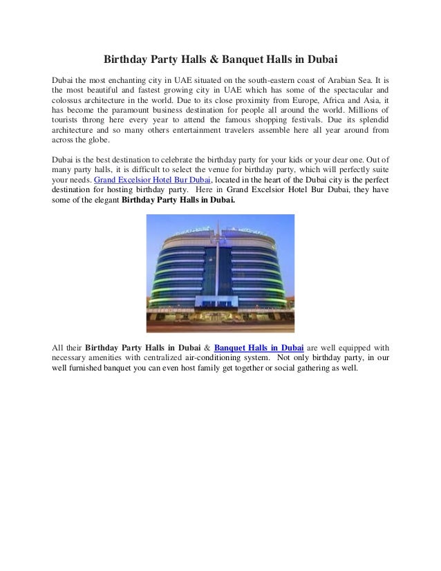 Birthday Party Halls And Banquet Halls In Dubai