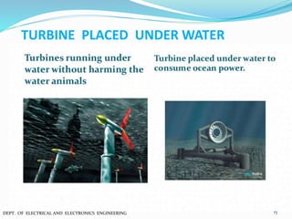 TURBINE PLACED UNDER WATER
15DEPT. OF ELECTRICAL AND ELECTRONICS ENGINEERING
 