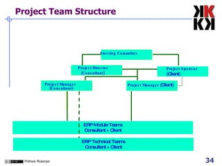Project Team Structure Project Manager PwC Project Director PwC Project Manager TEC Steering Committee TEC ERP Module Teams Consultant + Client ERP Technical Teams Consultant + Client Project Manager (Consultant) Project Director (Consultant) Project Manager ( Client ) Project Sponsor ( Client ) Steering Committee 