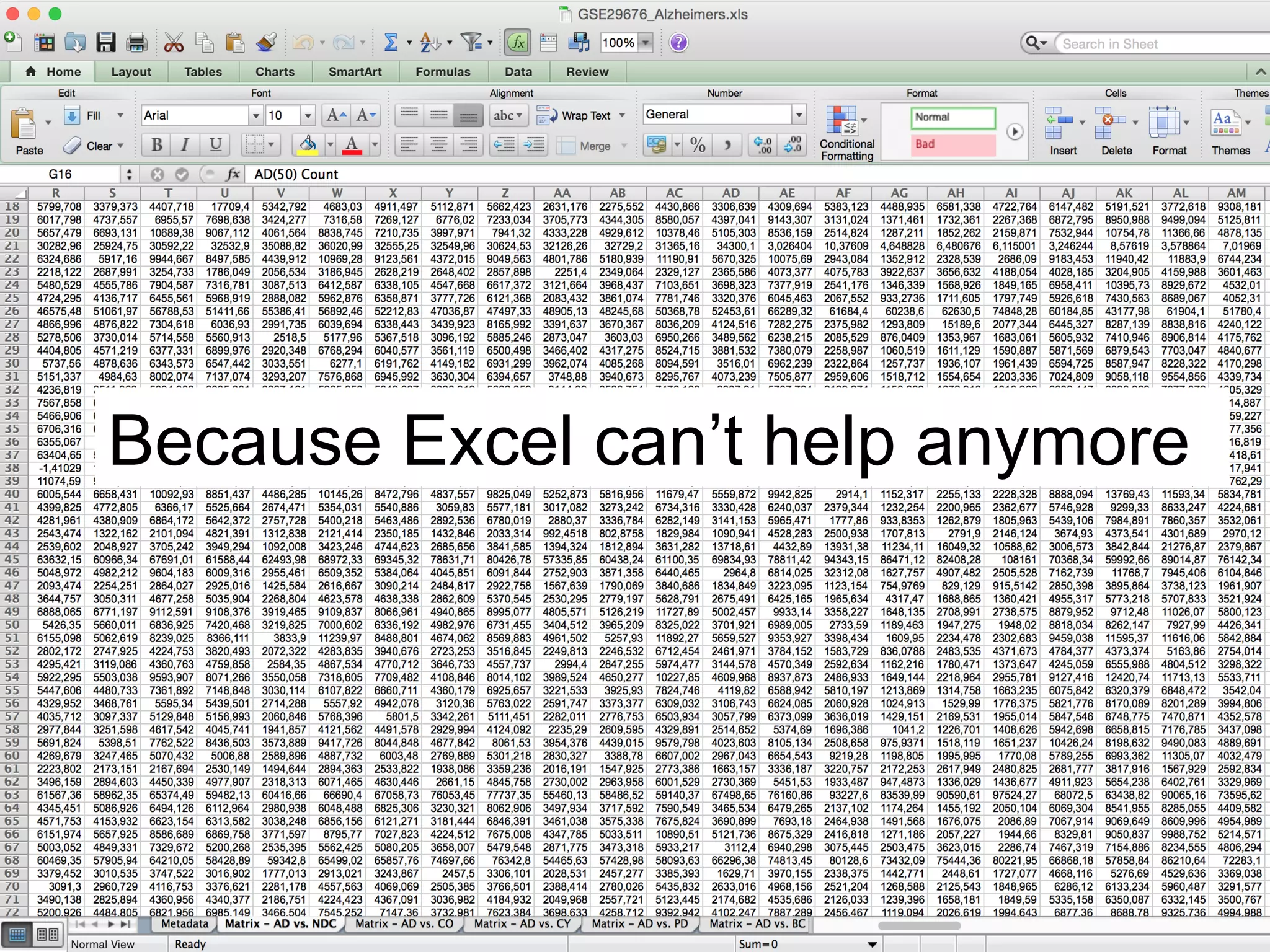 Because Excel can’t help anymore
 