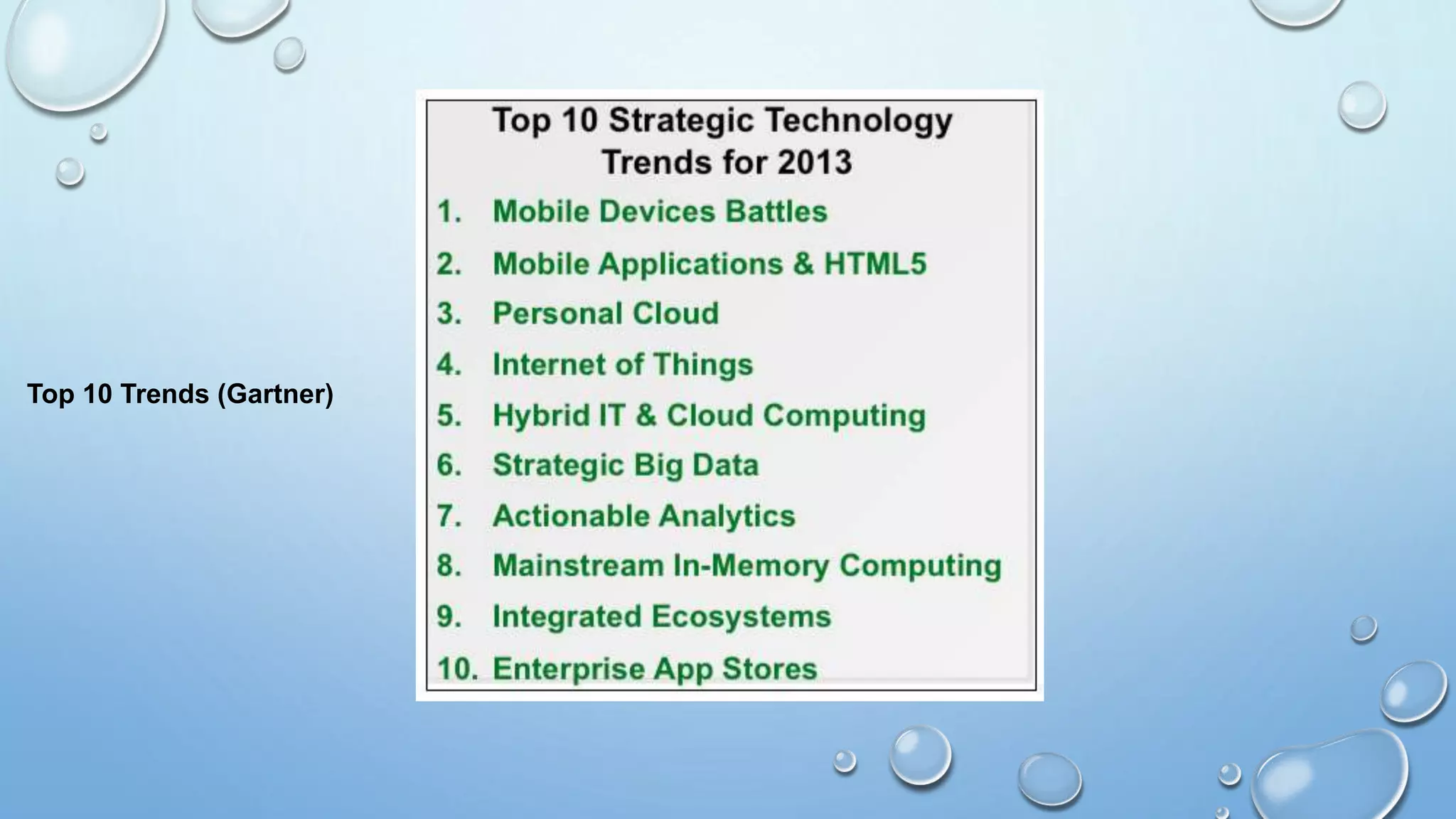 Top 10 Trends (Gartner)
 