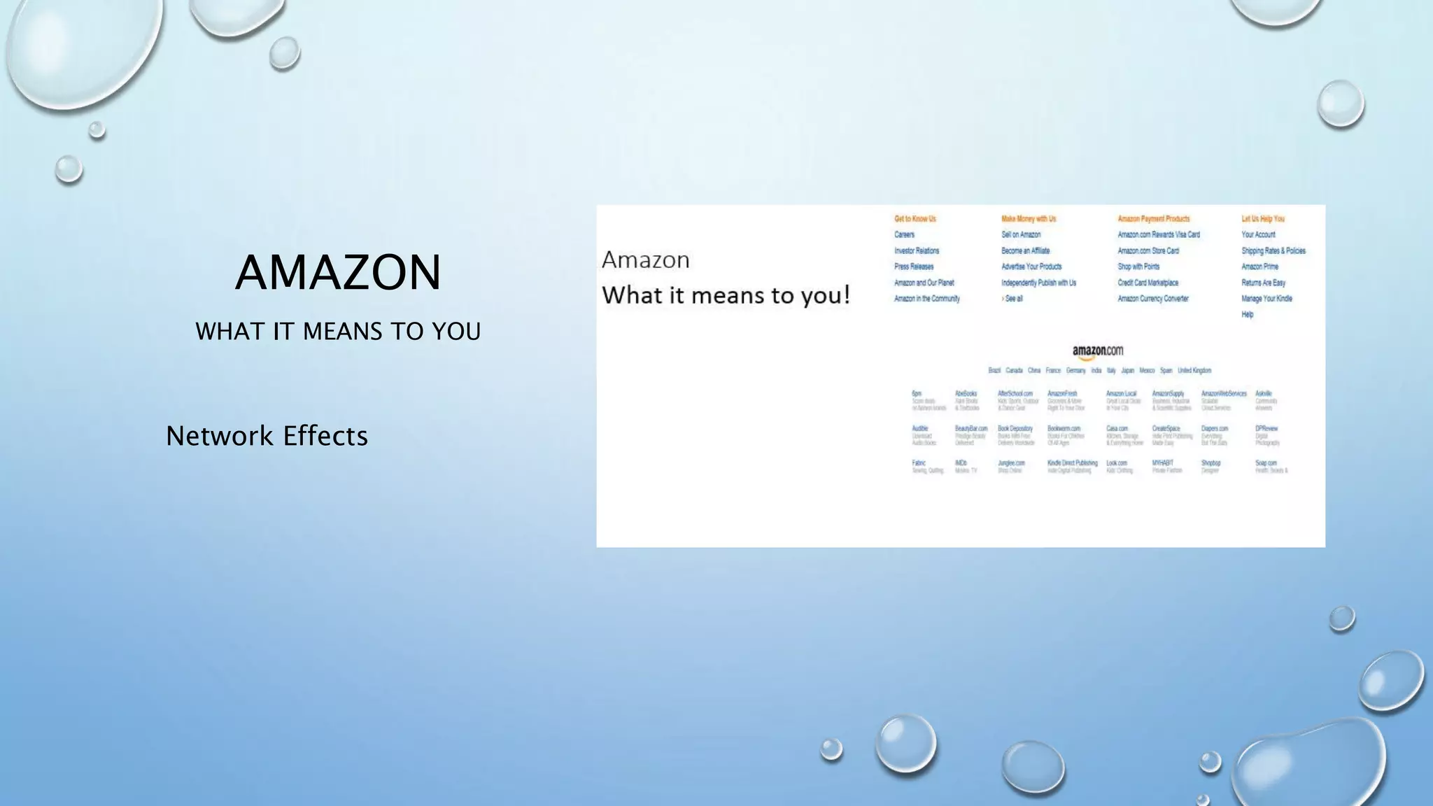 AMAZON
WHAT IT MEANS TO YOU
Network Effects
 