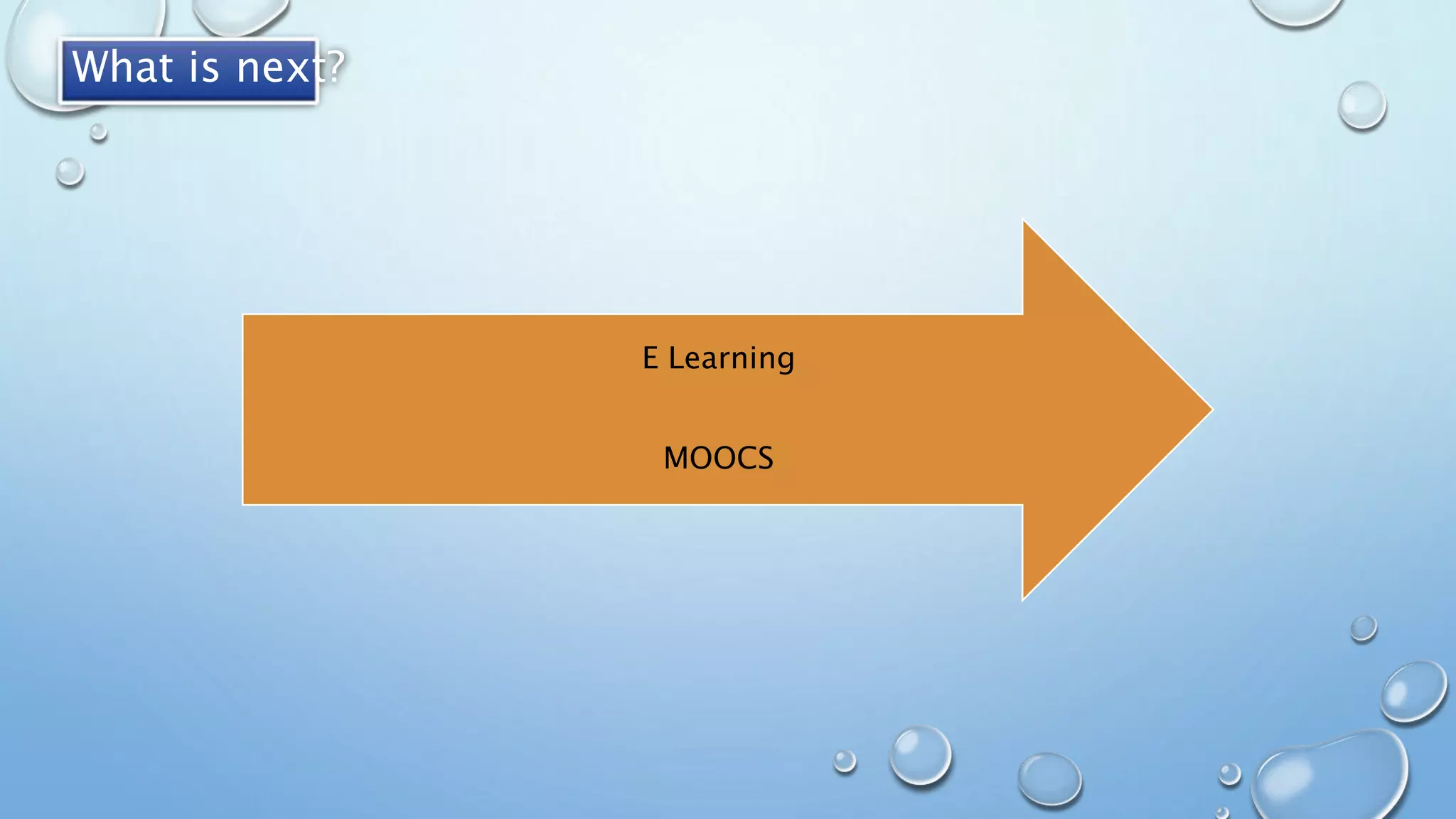 E Learning
MOOCS
What is next?
 