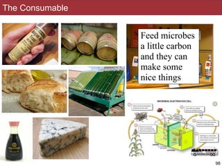 The Consumable
• =
98
Feed microbes
a little carbon
and they can
make some
nice things
 