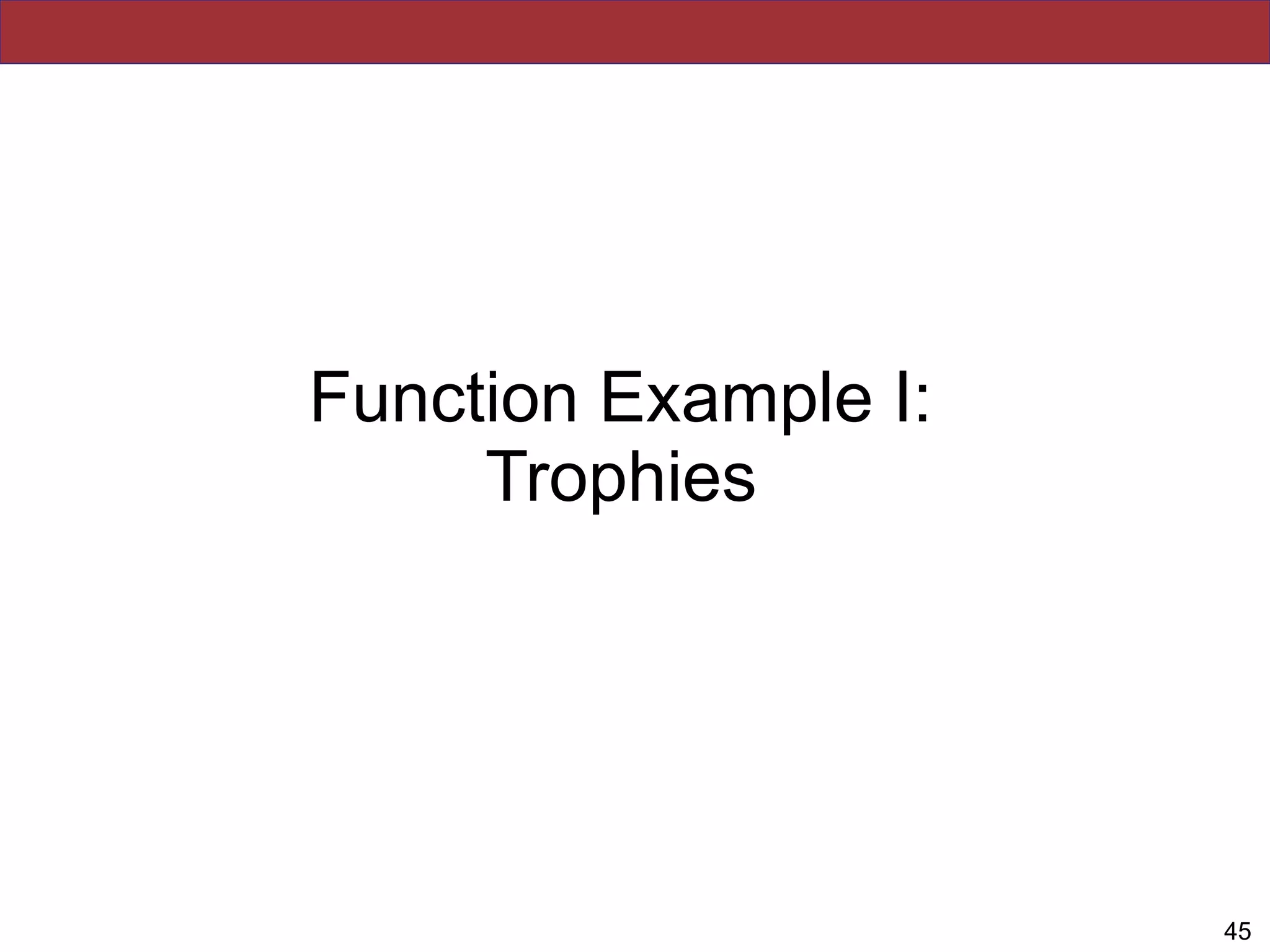Function Example I:
Trophies
!45
 