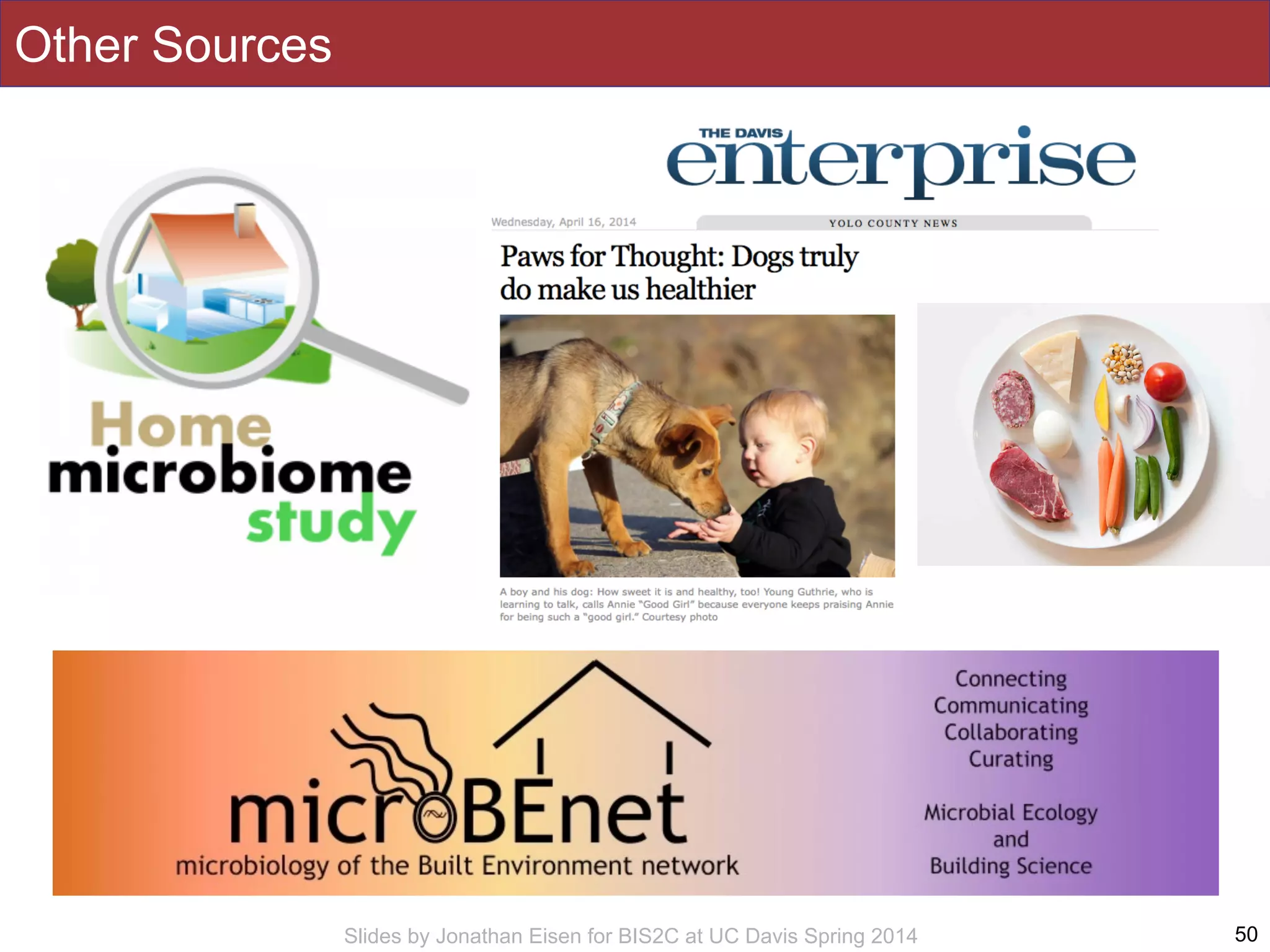 Slides by Jonathan Eisen for BIS2C at UC Davis Spring 2014
Other Sources
50
 