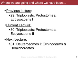 Slides by Jonathan Eisen for BIS2C at UC Davis Spring 2016
Where we are going and where we have been…
2
•Previous lecture:...