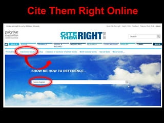 Cite Them Right Online
 