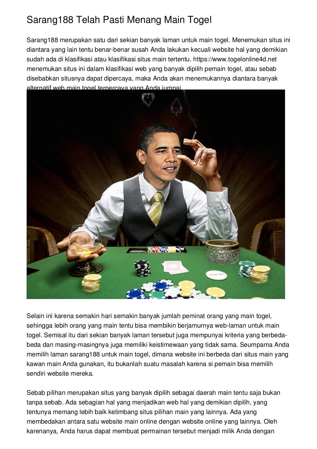 Sarang188 Telah Pasti Menang Main Togel