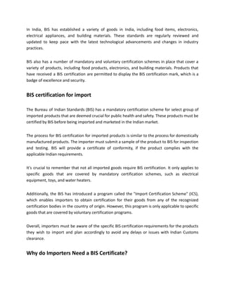BIS Certification for Import the Product | PDF | Business | Business ...