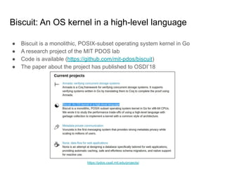 Biscuit: an operating system written in go | PDF