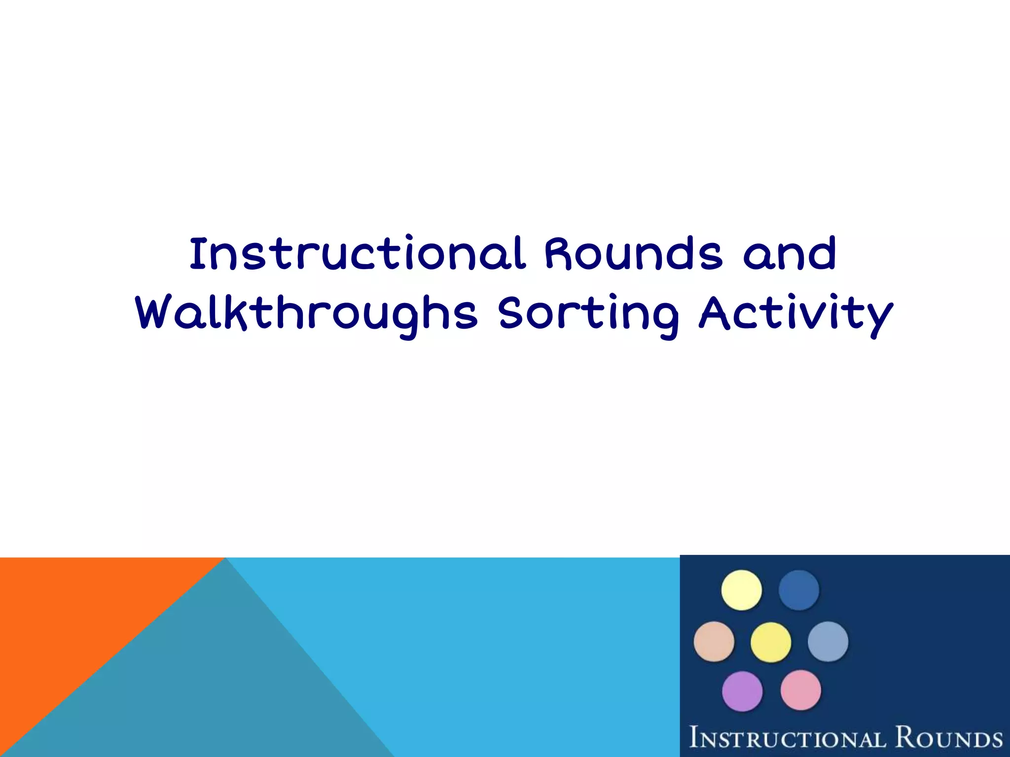 Instructional Rounds and
Walkthroughs Sorting Activity
 