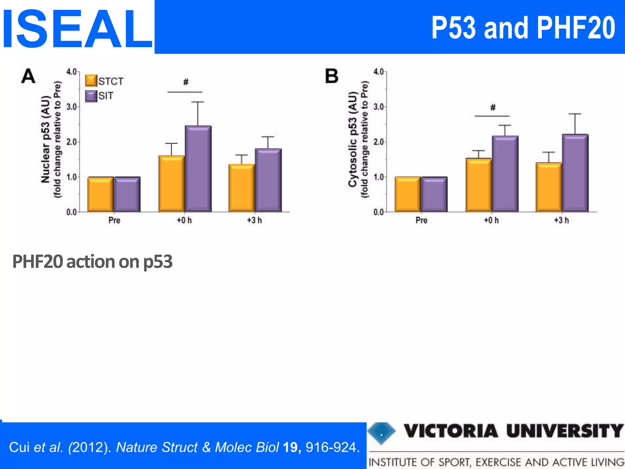 ISEAL
p53 M
M
MDM2
PHF20
p53 M
M
nucleus
cytosol
stress
degradationstability
MDM2 MDM2
PHF20actiononp53
Cui et al. (2012). Nature Struct & Molec Biol 19, 916-924.
P53 and PHF20
 