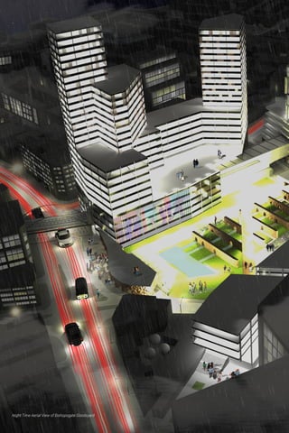 Night Time Aerial View of Bishopsgate Goodsyard
 