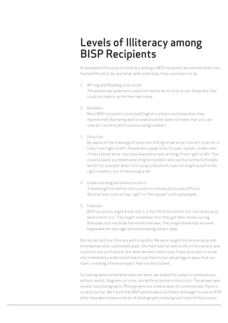 Levels of Illiteracy among
BISP Recipients
As we peeled the onion on illiteracy amongst BISP recipients we learned what th...