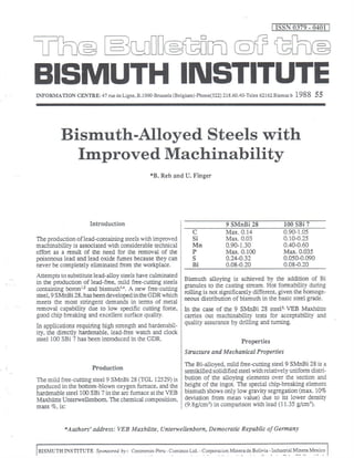 Bismuth   alloyed steels with improved machinability