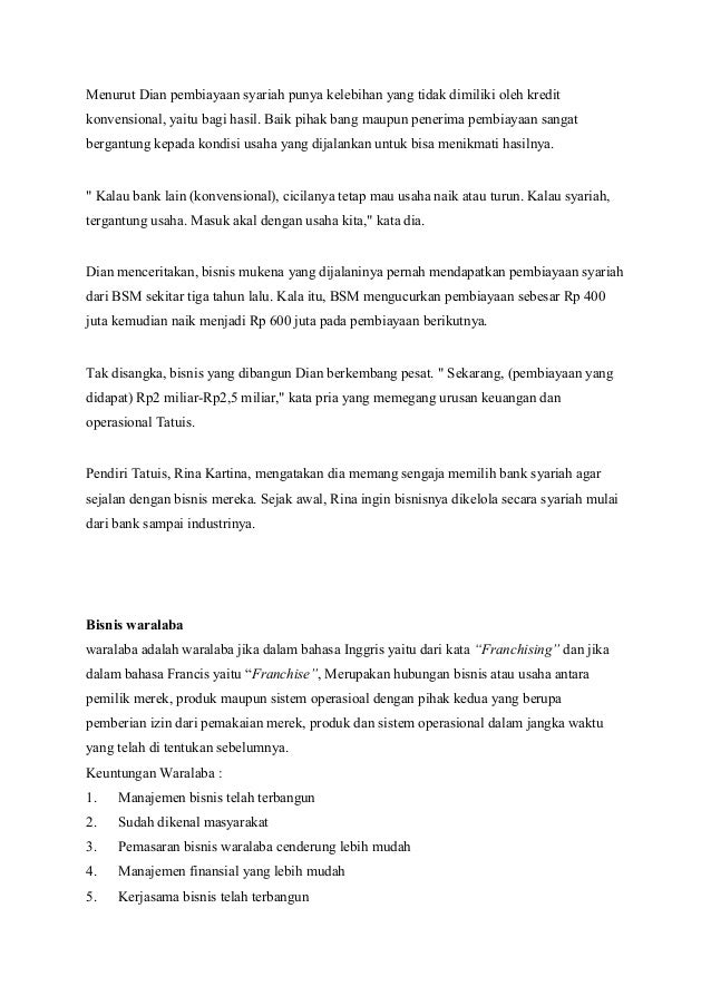 Rekomendasi Contoh Waralaba Berbasis Syariah Usaha