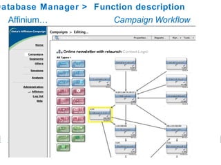 Affinium… Campaign Workflow Database Manager >  Function description 