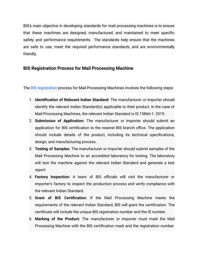 BIS Registration for Mail Processing Machine.pdf