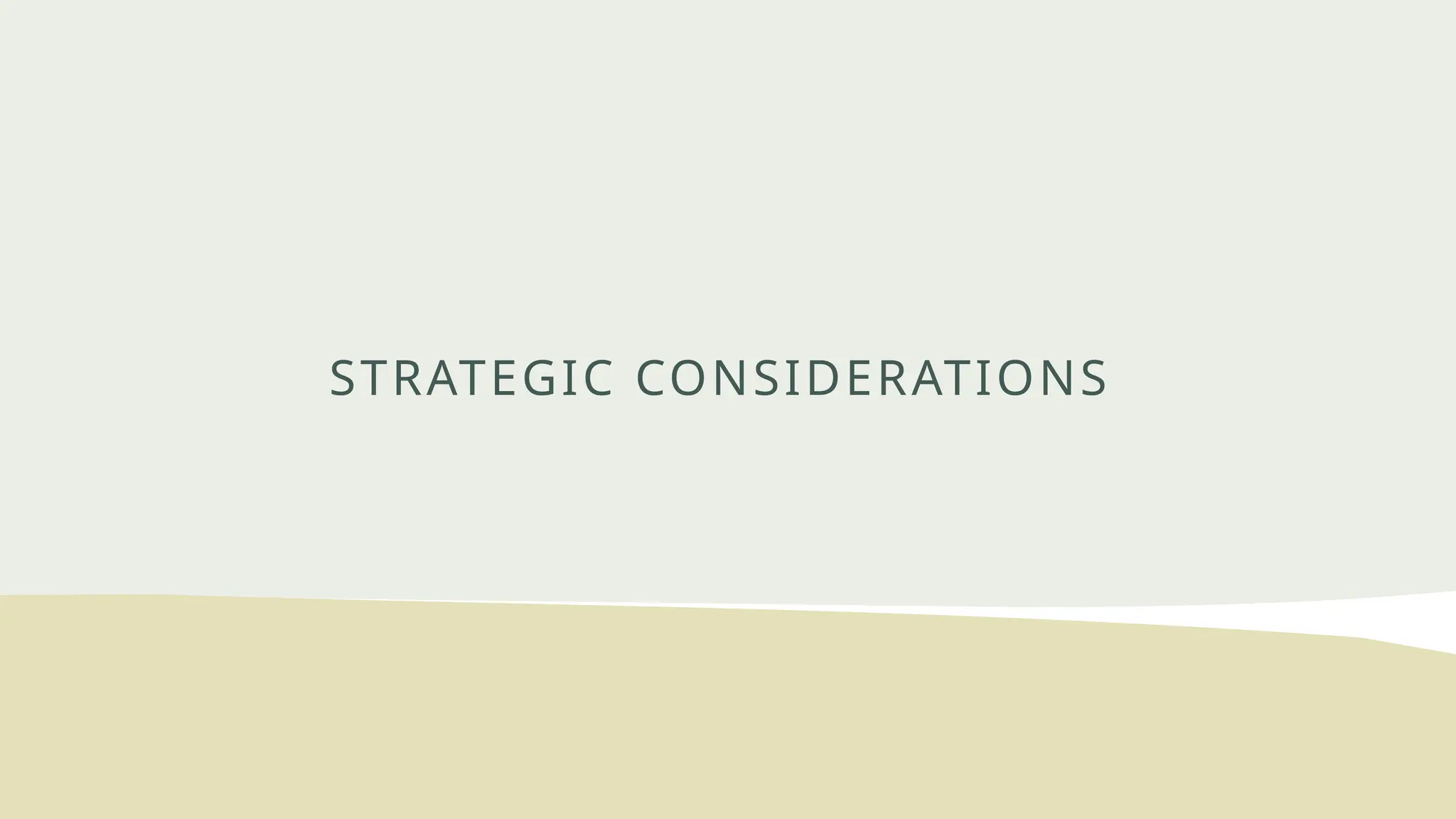 STRATEGIC CONSIDERATIONS
 
