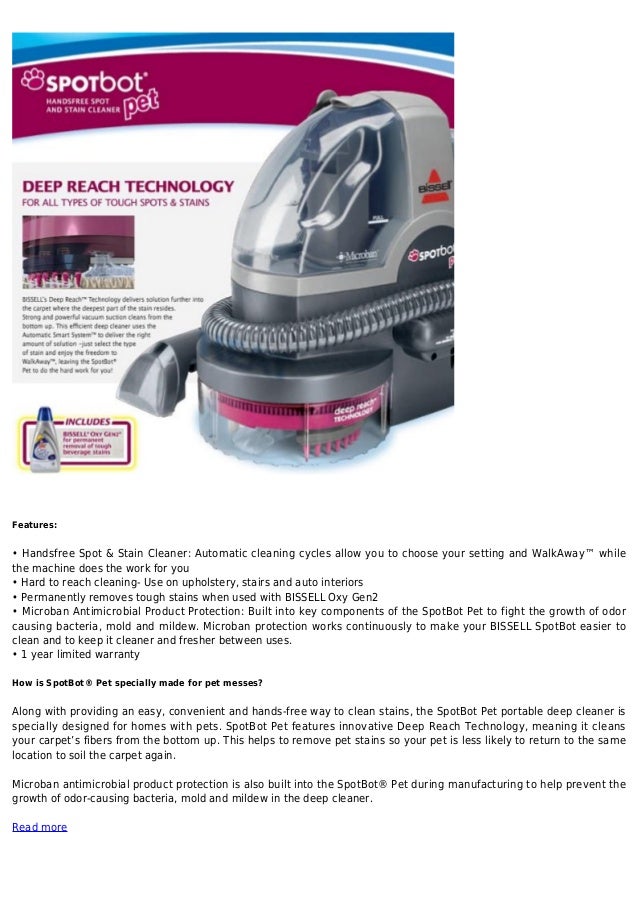 Bissell spotbot pet handsfree spot and stain cleaner with deep reach