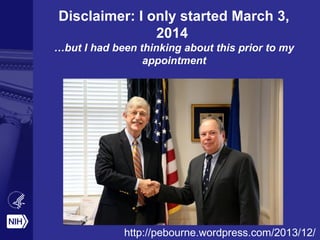 Disclaimer: I only started March 3,
2014
…but I had been thinking about this prior to my
appointment
http://pebourne.wordpress.com/2013/12/
 