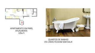 APARTAMENTO EM PARIS,
ATUALMENTE
(29m²)
QUARTOS DE BANHO!
OS CARAS FICAVAM SEM SALA!
 