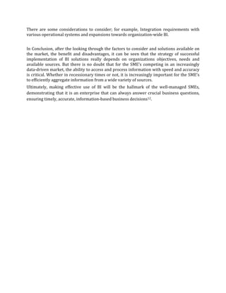 Business Intelligence Strategy for SME's | PDF