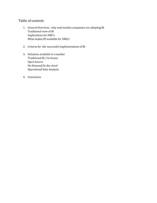 Business Intelligence Strategy for SME's | PDF