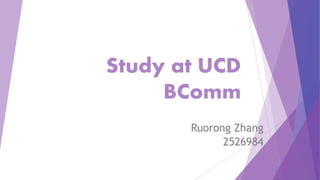 Study at UCD
BComm
Ruorong Zhang
2526984
 