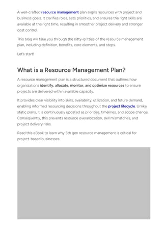 Resource Management Plan: What is it & How to Create One Effectively? | PDF